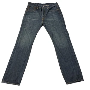 Levis 501 gerades Bein Herrenjeans 36 x 29 dunkle Waschung Denim Schnurrhaare gebraucht, in einwandfreiem Zustand - Bild 1 von 12