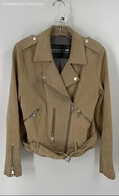 Bagatelle.NYC Beige Long Sleeve Zipped Pockets Motorcycle Womens Jacket Size M - Image 1 of 4