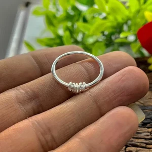 Anillo giratorio de plata de ley: anillo minimalista de plata 925 de todos los tamaños - Imagen 1 de 12