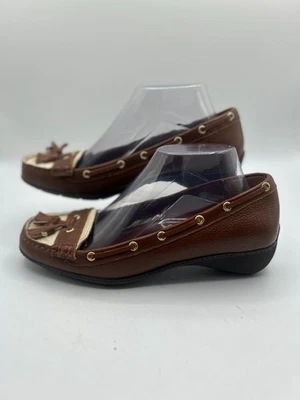 Ralph Lauren Gael Wedge Loafer Women's Sz 8B Brown Leather Tasseled Slip On - Image 1 of 4