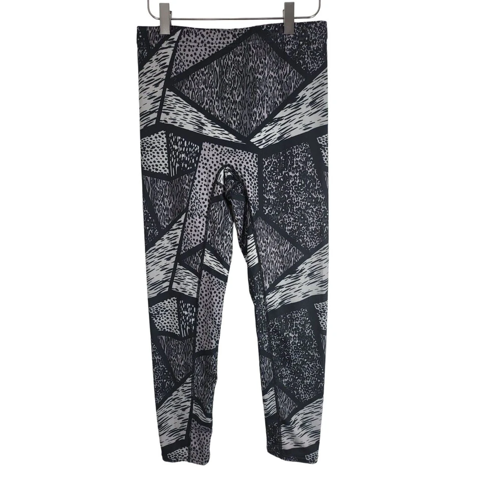 Leggings Tono Medianos Para Mujer Negro Gris Estampado Geométrico Tiro Alto Pierna Ajustada Foto 1 de 4
