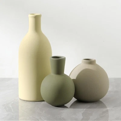 Conjunto de 3 vasos de cerâmica decoração para casa decoração de mesa floral vaso... - Imagem 1 de 4