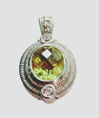 Potenciador colgante Judith Ripka plata esterlina limón citrino y circonita cúbica Diamonique Foto 1 de 4