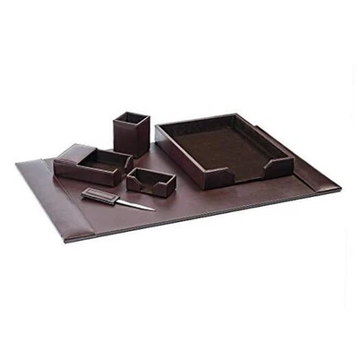  Bonded Leather 6-Piece Desk Set, Dark Brown (D3601)  - Image 1 of 4