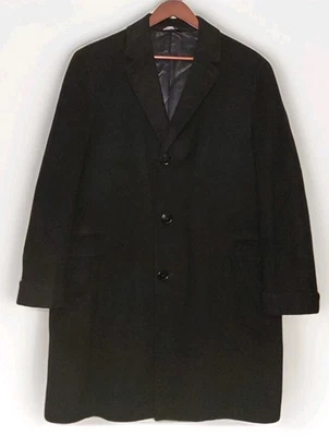 Vintage Men’s Black 100% Mongolian Cashmere Overcoat Made In Austria - Image 1 of 4