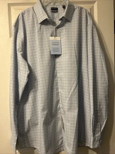 Van Heusen 19 37/38 Men’s Blue White Plaid Button Up Dress Shirt NEW Tall   - Picture 1 of 6