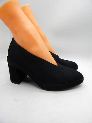 EILEEN FISHER Signy 黑色弹力针织粗跟厚底高跟鞋 尺寸 6 M 显示屏 — 第 1/4 张图片