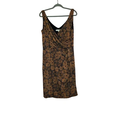 Evan Picone Vestido Floral Retro Azul y Naranja Talla 12  Foto 1 de 4