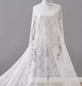 60 Inch Wide by 3 Yards Long White Lace Fabric. Fabric for Lace Dress, Tablec... - Picture 1 of 6