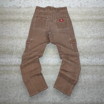 Vintage 90s Dickies Carpenter Pants Youth 5 Chocolate Brown Canvas Dungarees - Image 1 of 4