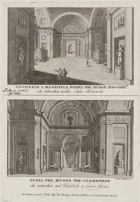 RINALDI (19.Jhd) nach Unbekannt (19.Jhd), Scala, Mus. Pio Clementino, KSt. - Bild 1 von 4