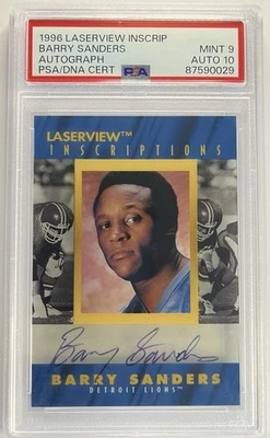 Barry Sanders 1996 vista láser inscripciones autos/2900 PSA 10 AUTOMÁTICO ¡COMO NUEVO 9 LEONES! Foto 1 de 2