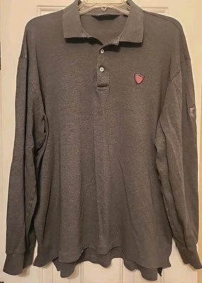 Mens Large Ralph Lauren Polo Golf  Long Sleeved Gray Pima Cotton Knit Polo Shirt - Image 1 of 4