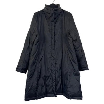 Abrigo acolchado Eileen Fisher para mujer L cálido invierno largo negro cremallera completa + broches de presión Foto 1 de 4