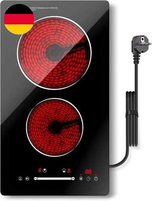 Kochplatten 2Er Elektrisch Einbau, Glaskeramikkochfeld 2 Platten 3000W Mit Steck - Bild 1 von 4