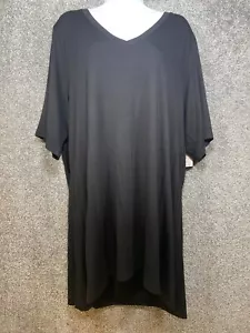 Torrid 3X (22-24) Black Super Soft Side Split Fave Tunic Tee Short Sleeve V Neck - Picture 1 of 13