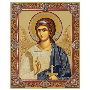Guardian Angel Icon - 4¾" Gold Foil Wood with Hook and Stand - Picture 1 of 2