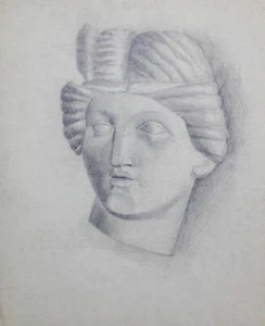 Vintage Original Bleistiftzeichnung Skulptur - Bild 1 von 9