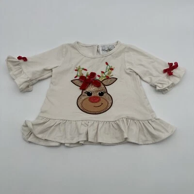 Logotipo glitter estampa gráfica bege renas top 6-9 M edições raras…#14358 - Imagem 1 de 4