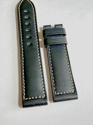 Correa de reloj ARNOLD & SON 22 x 20 mm cuero negro mate costuras blancas 7,5" S/M Foto 1 de 4