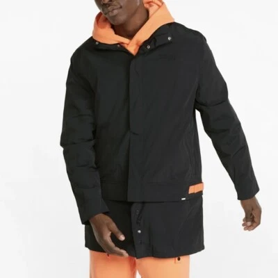 [S] PUMA TOP OF THE KEY EST 1973 Water Repellent Basketball Jacket Black Orange - Image 1 of 4