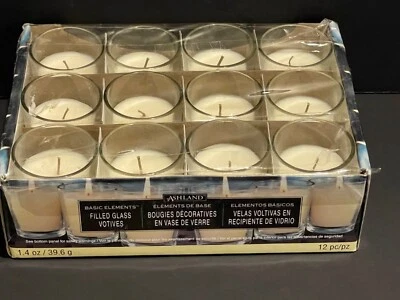 Votivos de vidrio relleno Ashland, marfil, velas vidrio transparente sin perfume 12 NUEVO Foto 1 de 4