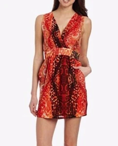 Vestido XOXO Junior Piel de Serpiente Naranja Para Mujer Talla 0 Recorte Espalda Mini Cintura Imperio - Imagen 1 de 9