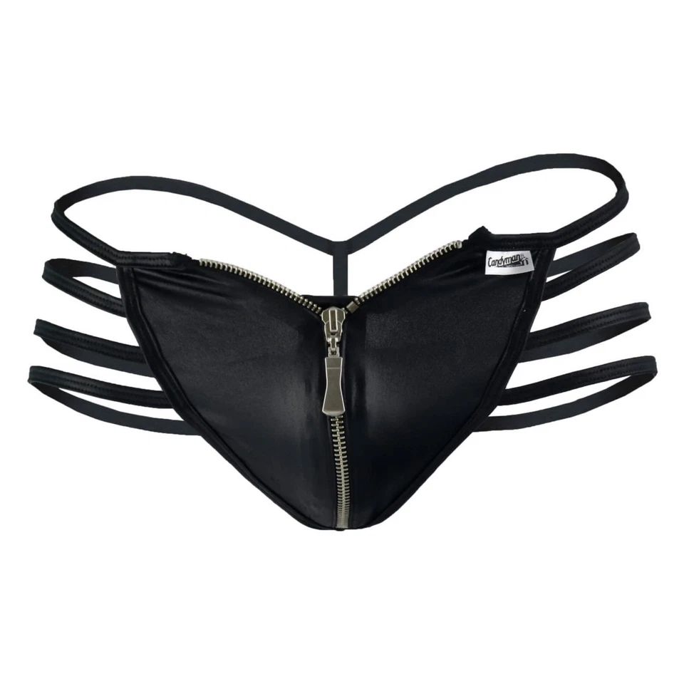 Underwear: CandyMan 99140 Zipped Up Thong - Image 1 of 2
