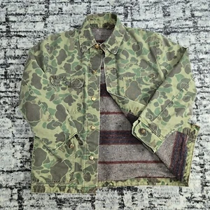 Vtg 1950s Frog Skin Camoflague Jacket Troy Blanket Lined Chore Duck Hunter 38 - Picture 1 of 19
