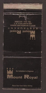 Mount Royal Restaurant--Glens Falls, Nueva York--Cubierta Matchbook - Imagen 1 de 2