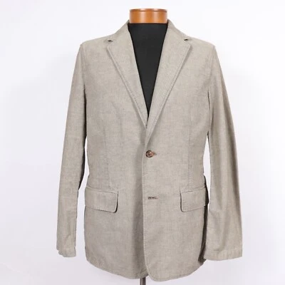 Express 42R Mens Beige Unstructured Herringbone Cotton Blazer Sport Coat Jacket  - Image 1 of 4
