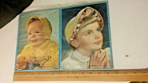 Vintage 510 Built Rite framed puzzle lot of 2 Praying Girl & Toddler on rider - Picture 1 of 6