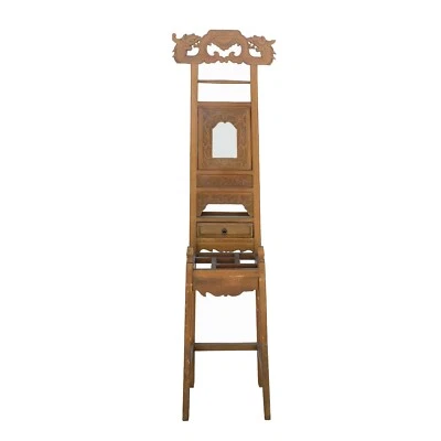 Soporte de lavabo con panel de estante de tela para tallar madera oriental china cs6047 Foto 1 de 4