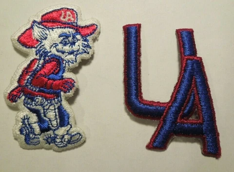 Lot of 2 University of Arizona Wilbur Wildcats Mascot & Initials Iron On Patches Cover