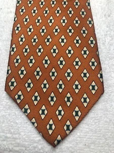 JOS A BANK TIE ORANGE WITH GREEN BLUE WHITE 3.75 X 61 - Picture 1 of 4
