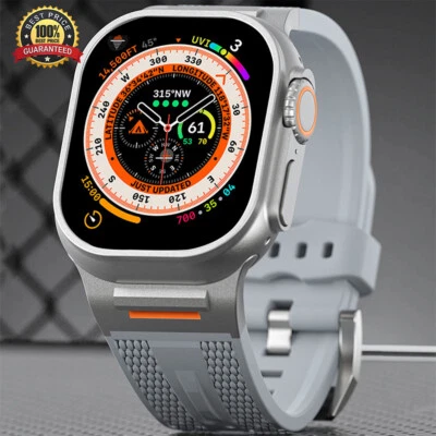 For Apple Watch Ultra Silicone Band Strap 10 9 8 7 6 5 SE Sport 42/44/45/46/49mm - Image 1 of 4