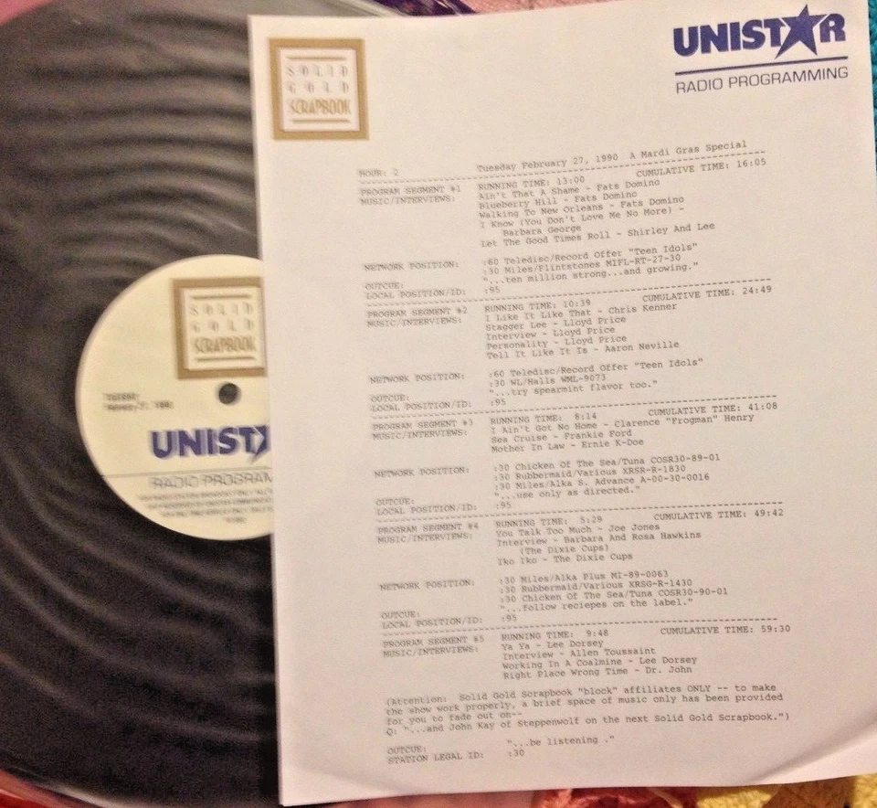 2/27/90  SOLID GOLD SCRAPBOOK'S MARDI GRAS SALUTE, HITS & INTERVIEWS - Image 1 of 1