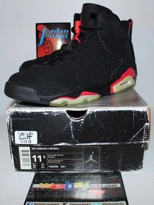 Zapatillas Air Jordan Retro 6 VI 2000 OG Infrarrojo Negras Para Hombre Talla 11.5 136038-061 Foto 1 de 4