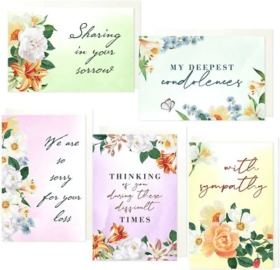 30 Pack Sympathy Cards Bulk with Ivory Envelopes Assorted Blank Inside 6"x4" - Image 1 of 2