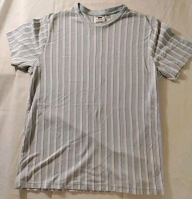 Мужчины Topman синий фиолетовый и белый хлопок трикотажа полоски коротким рукавом футболка L новый без ЯРЛЫКОВ - Изображение 1 из 4