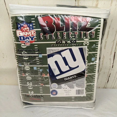 Vintage 1997 Biederlack New York Giants NFL Throw Blanket 60"X50" Brand New Cover