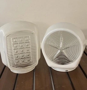 VINTAGE 2 OUTDOOR LIGHT FIXTURES GLASS GLOBES FROSTED - Picture 1 of 17