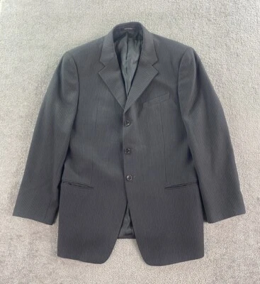 Traje Chaqueta Armani Collezioni 42 R Gris Lana Seda Rayas Diseñador Lujo Italia Foto 1 de 4