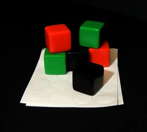NEW Set of 6 Blank Black Green Red 16mm Dice with Stickers - Games Math RPG - Picture 1 of 1