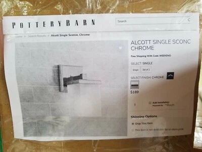 Aplique individual Pottery Barn Alcott acabado cromado #4219 Foto 1 de 4