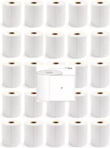 25 JUMBO ROLLS Direct Thermal 4"x4" Labels (500 labels/roll) 12500 Labels/pd 75z - Picture 1 of 1