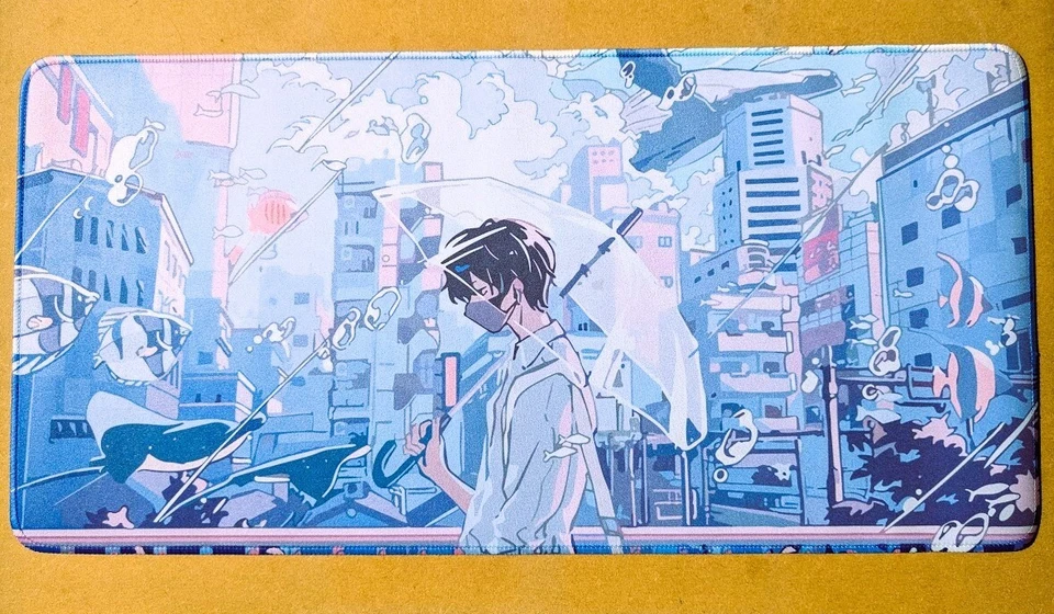 XL Gaming Mouse Pad Desk Mat 60x30cm – Pastel Anime Dream Street Fish – New B8 - Image 1 of 4