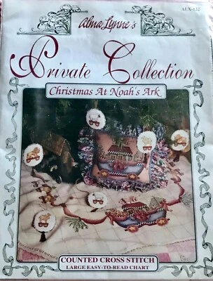 Alma Lynnes CHRISTMAS AT NOAHS ARK Skirt-Pillow-Ornaments Cross Stitch Chart NEW - Image 1 of 4
