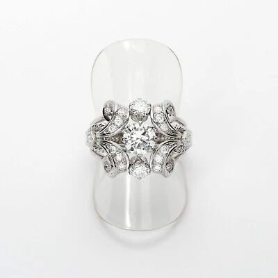 Floral Open Work Design Bright 1.00CT Simulated Sapphires & 935 Silver Ring - Image 1 of 4