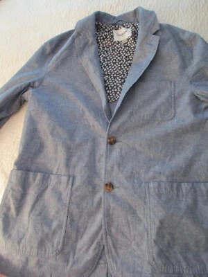 Chaqueta Blazer Goodfellow Para Hombre Talla M Azul Lino Mezcla Algodón con Forro Floral Foto 1 de 4